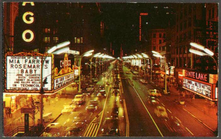 POSTCARD_-_CHICAGO_-_STATE_STREET_-_CHICAGO_AND_STATE_LAKE_THEATERS_-_AERIAL_-_TRAFFIC_-_NIGHT_-_NICE_-_1960s
